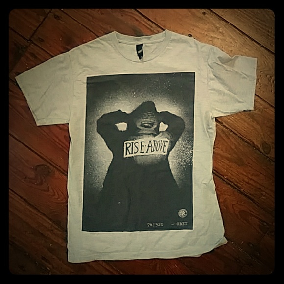 Rare OBEY "Rise Above" Tee Shirt Mens Medium Gray - Picture 1 of 3